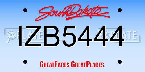 IZB5444 South Dakota License Plate