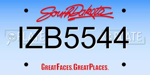 IZB5544 South Dakota License Plate