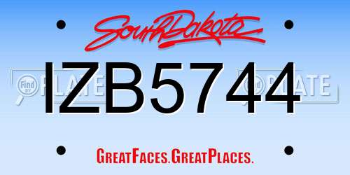 IZB5744 South Dakota License Plate