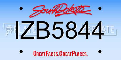 IZB5844 South Dakota License Plate