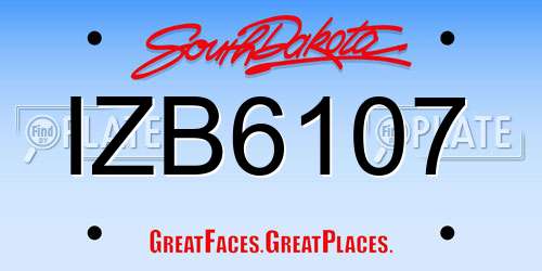 IZB6107 South Dakota License Plate