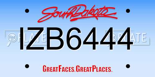 IZB6444 South Dakota License Plate