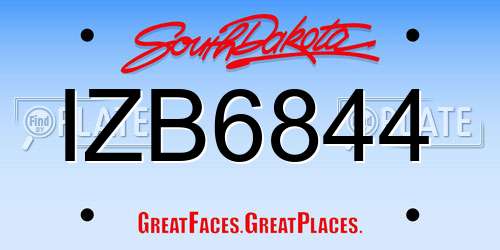 IZB6844 South Dakota License Plate