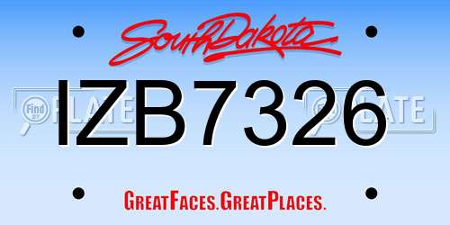 IZB7326 South Dakota License Plate