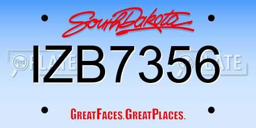 IZB7356 South Dakota License Plate