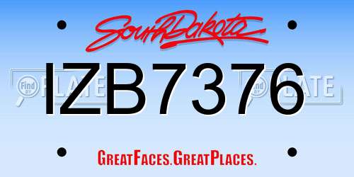 IZB7376 South Dakota License Plate