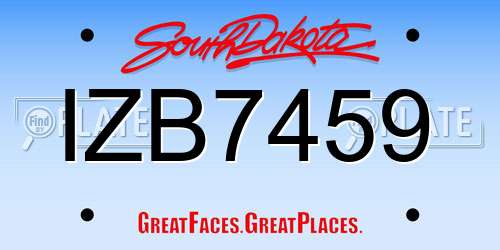 IZB7459 South Dakota License Plate