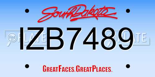 IZB7489 South Dakota License Plate