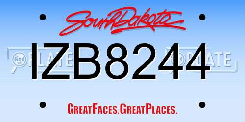 IZB8244 South Dakota License Plate