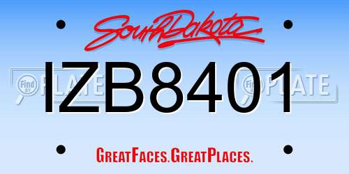 IZB8401 South Dakota License Plate