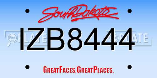IZB8444 South Dakota License Plate