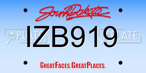 IZB919 South Dakota License Plate