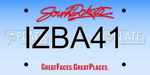 IZBA41 South Dakota License Plate