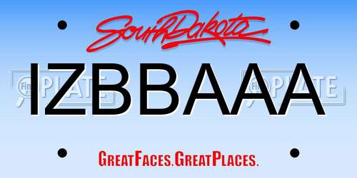 IZBBAAA South Dakota License Plate