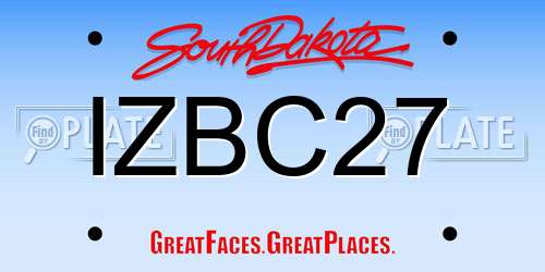 IZBC27 South Dakota License Plate