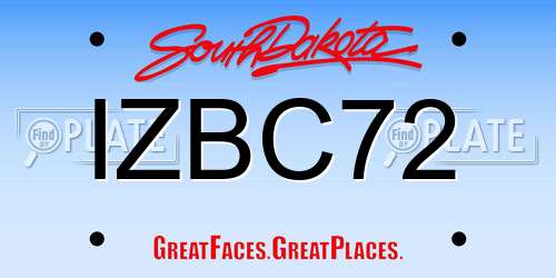 IZBC72 South Dakota License Plate