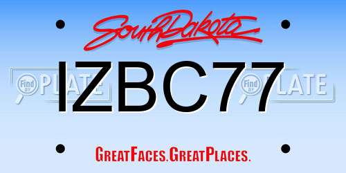 IZBC77 South Dakota License Plate