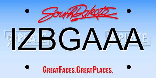 IZBGAAA South Dakota License Plate