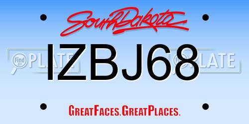 IZBJ68 South Dakota License Plate