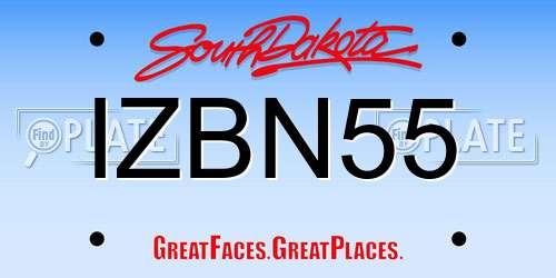 IZBN55 South Dakota License Plate