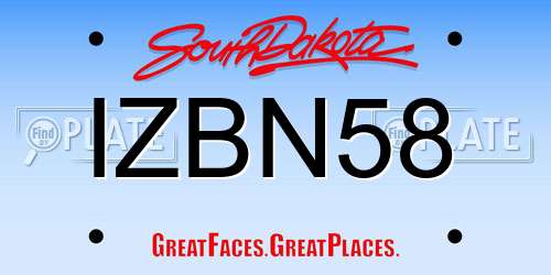 IZBN58 South Dakota License Plate