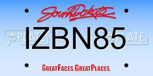 IZBN85 South Dakota License Plate