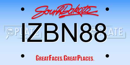 IZBN88 South Dakota License Plate