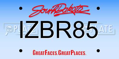 IZBR85 South Dakota License Plate