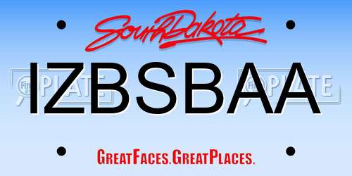 IZBSBAA South Dakota License Plate