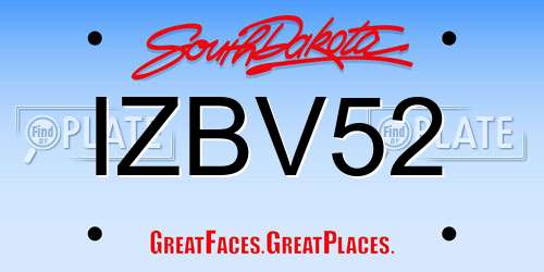 IZBV52 South Dakota License Plate