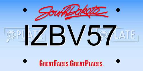 IZBV57 South Dakota License Plate