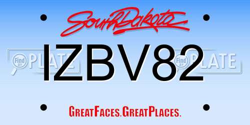 IZBV82 South Dakota License Plate
