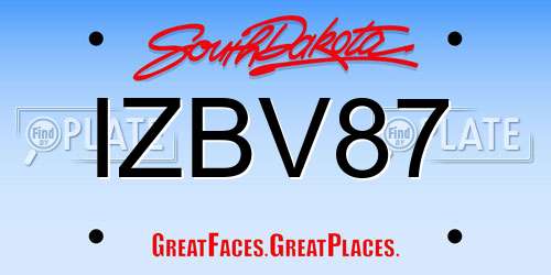 IZBV87 South Dakota License Plate