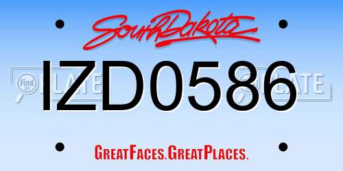 IZD0586 South Dakota License Plate