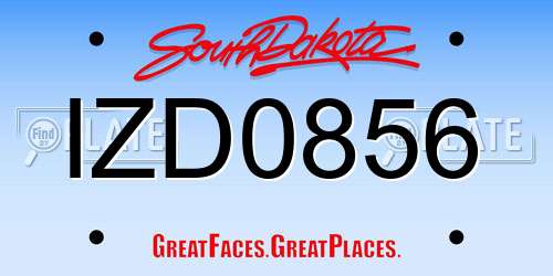 IZD0856 South Dakota License Plate