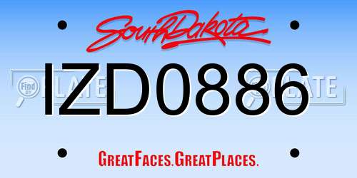 IZD0886 South Dakota License Plate