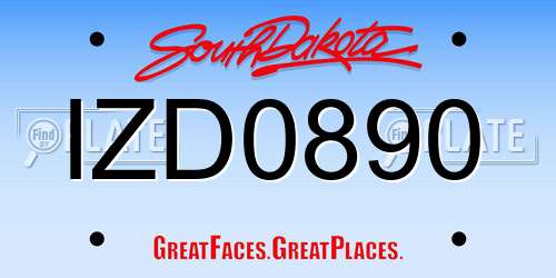 IZD0890 South Dakota License Plate