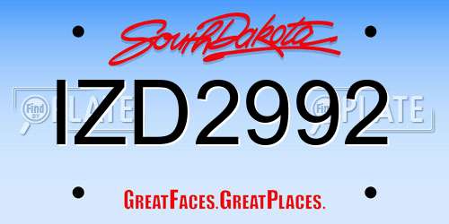 IZD2992 South Dakota License Plate