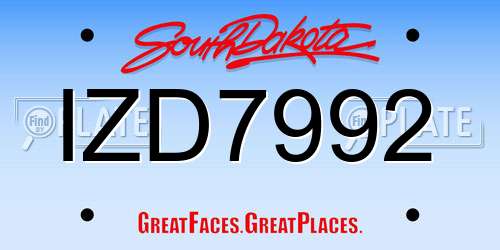 IZD7992 South Dakota License Plate