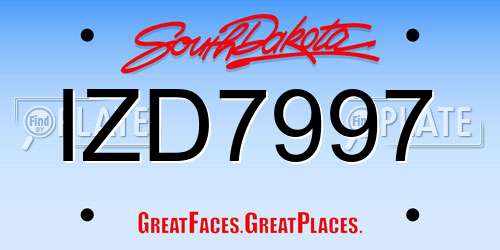 IZD7997 South Dakota License Plate