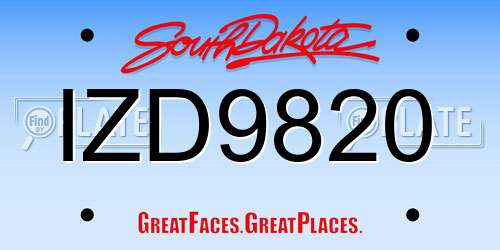 IZD9820 South Dakota License Plate