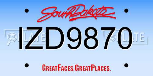 IZD9870 South Dakota License Plate