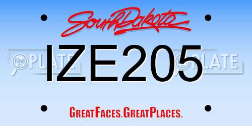 IZE205 South Dakota License Plate