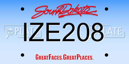 IZE208 South Dakota License Plate