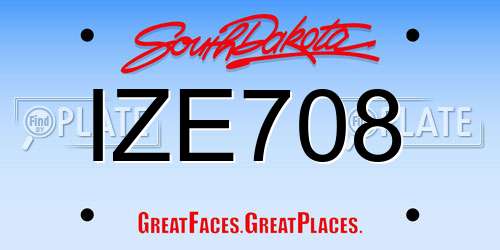 IZE708 South Dakota License Plate