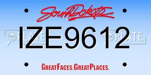 IZE9612 South Dakota License Plate