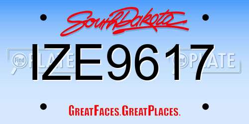 IZE9617 South Dakota License Plate