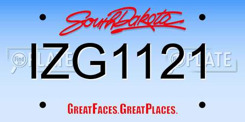 IZG1121 South Dakota License Plate