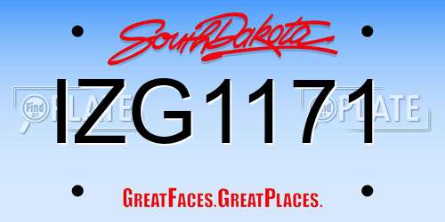 IZG1171 South Dakota License Plate