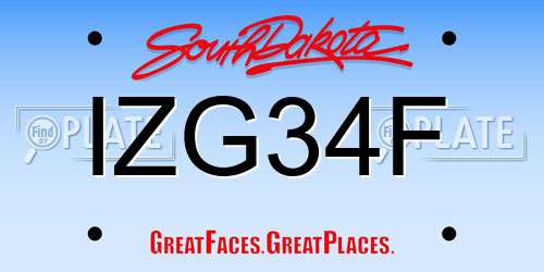 IZG34F South Dakota License Plate